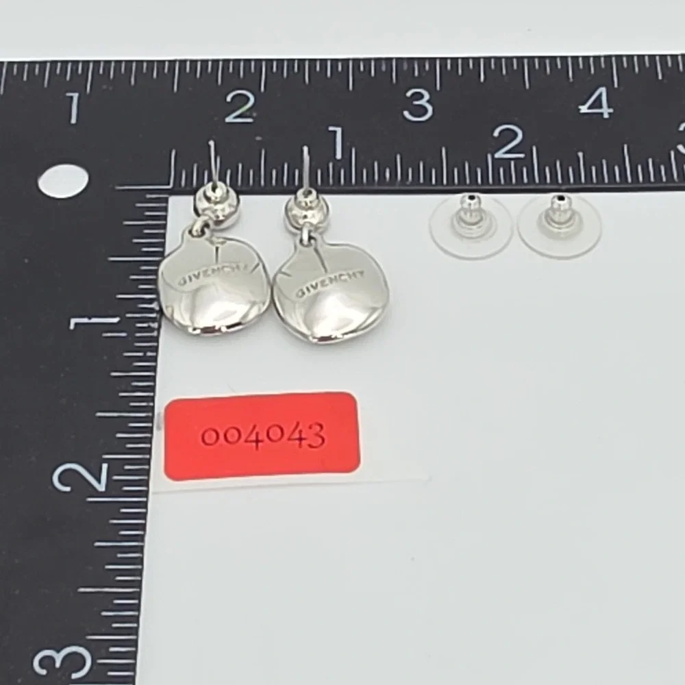 New! GIVENCHY Earrings SWAROVSKI Crystals Blue & Clear‎ Silver Plate Dangle Drop